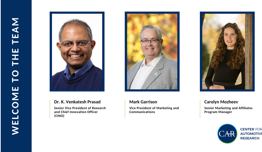 CAR Welcomes Key New Team Members Dr. K. Venkatesh Prasad, Mark Garrison, and Carolyn Mozheev